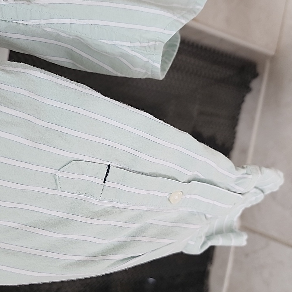 ๐ ABERCROMBIE ICON OXFORD Mint Striped BUTTON-UP SHIRT ๐ - Picture 7 of 10